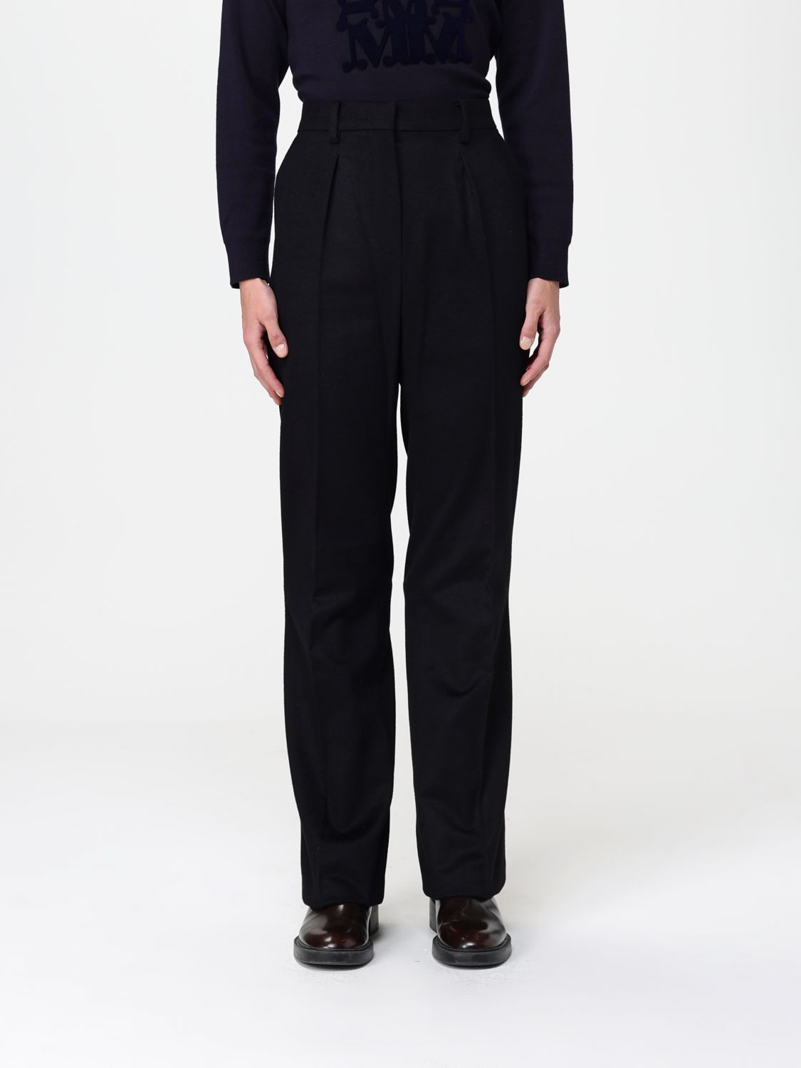 Max Mara Pants Woman Color Black In Black