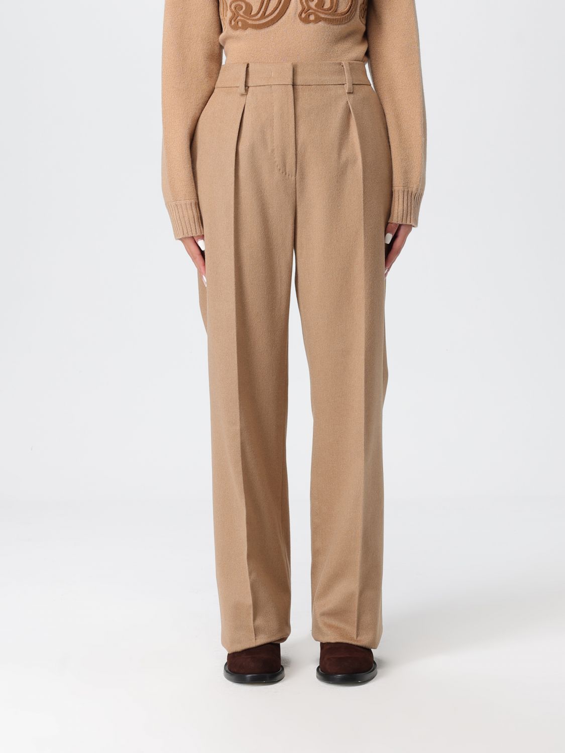 Max Mara Pants Woman Color Camel In Gold