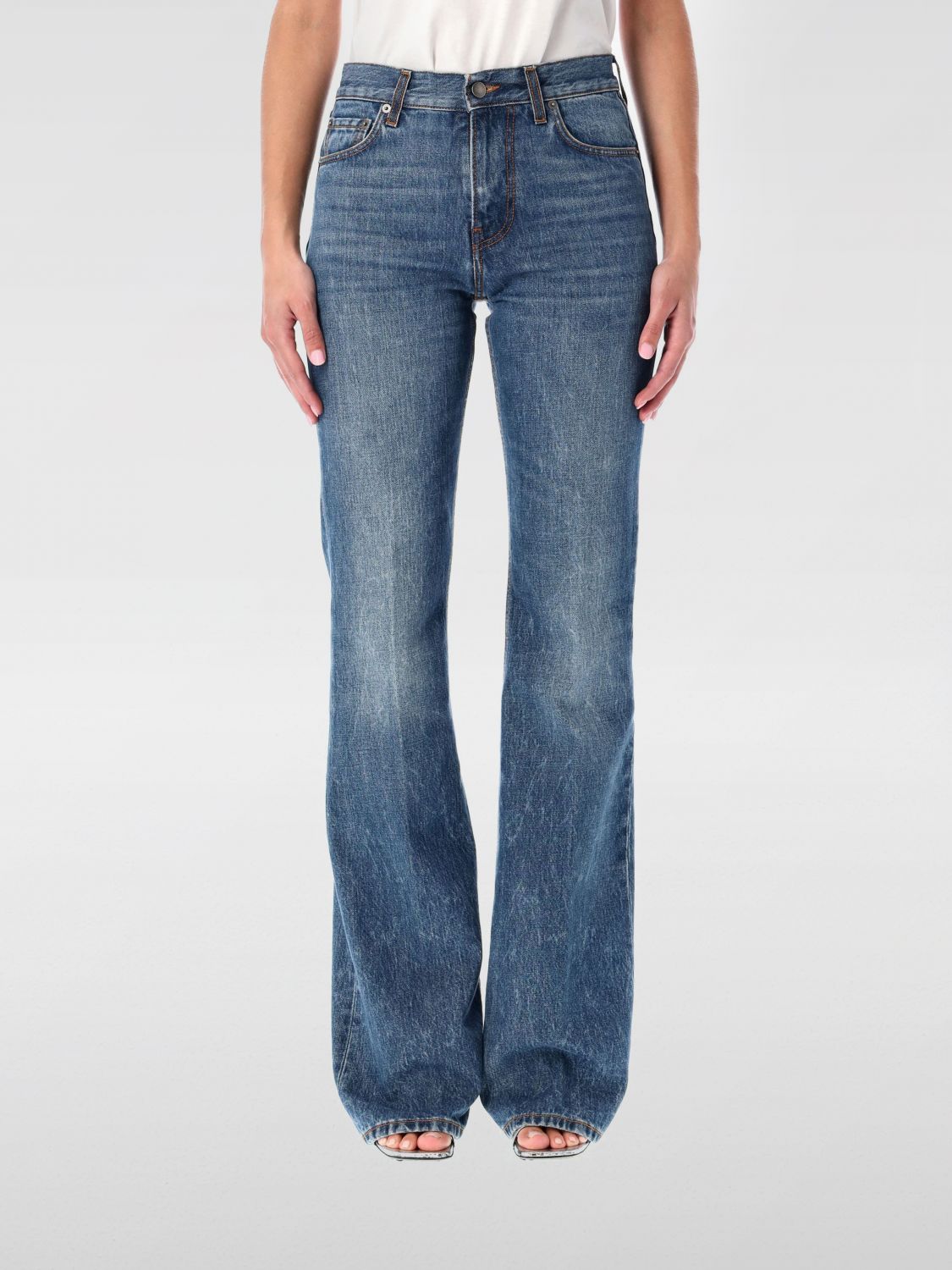Haikure Denim Trousers With Belt Loops In Blue