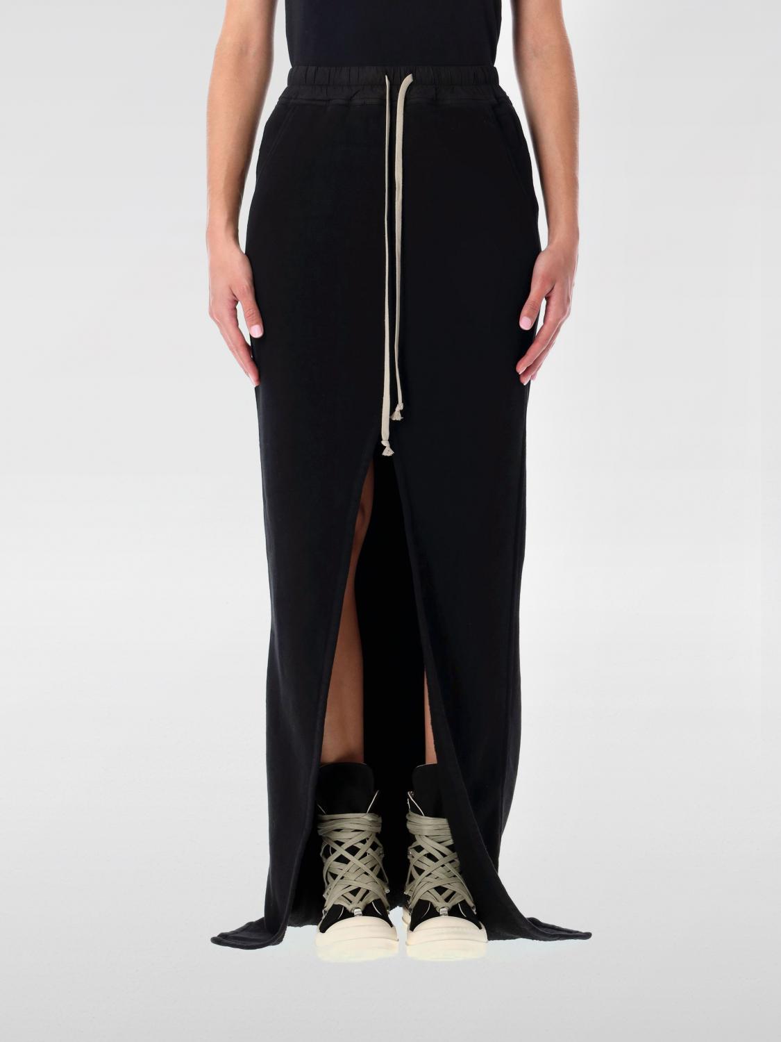 Rick Owens Drkshdw Drawstring Waist Skirt With Slit And Pockets In Black
