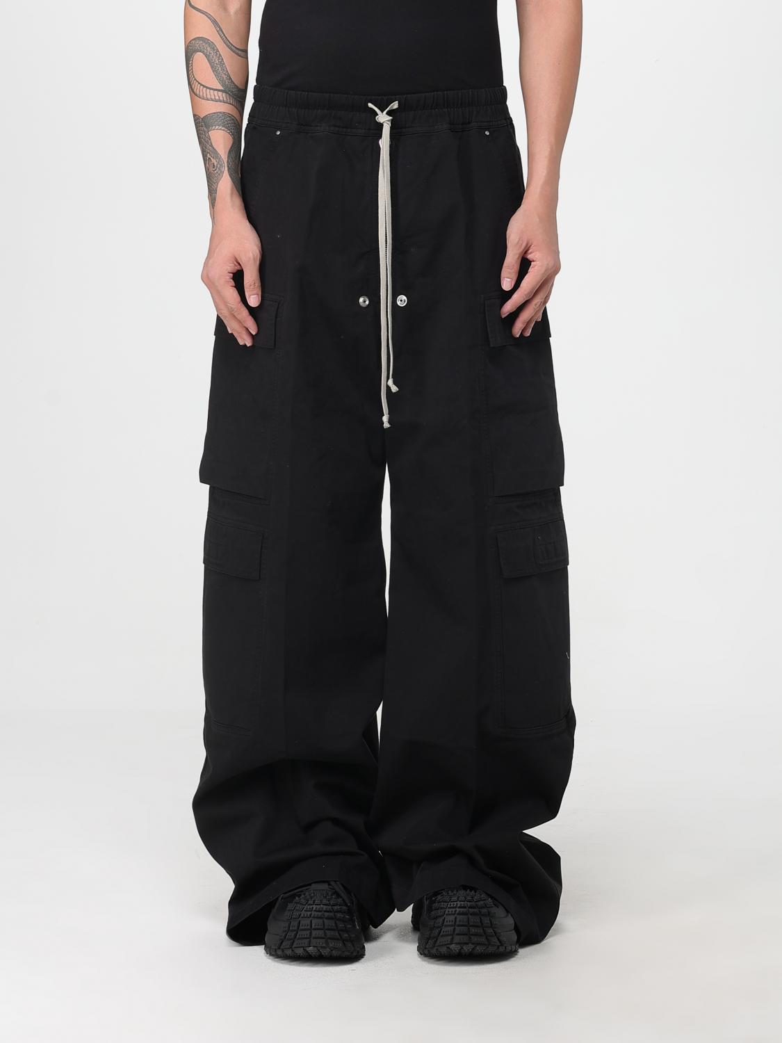 Rick Owens Drkshdw Black Hollywood Imbalanced Double Cargo Jumbo Belas Denim Cargo Pants In Black