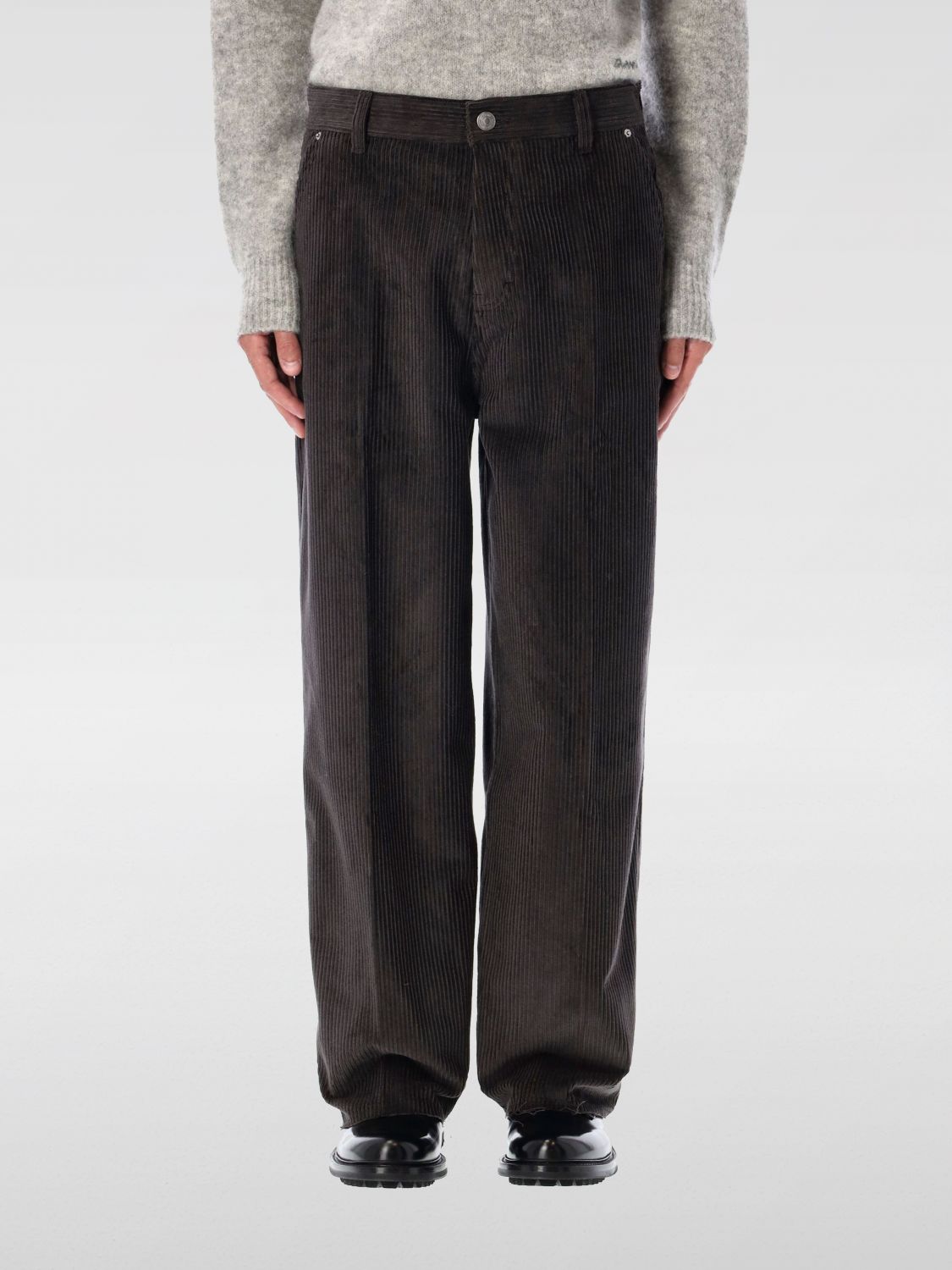 Ami Alexandre Mattiussi Wide Leg Corduroy Trousers Featuring Pockets In Gray