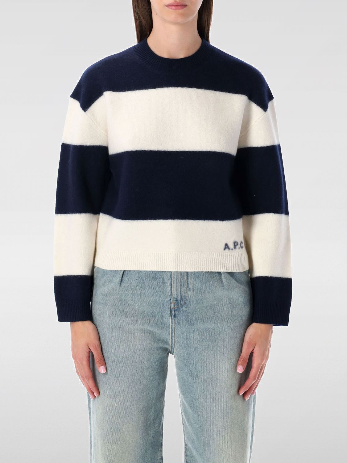 Apc Sweater A. P.c. Woman Color Ecru In Blue