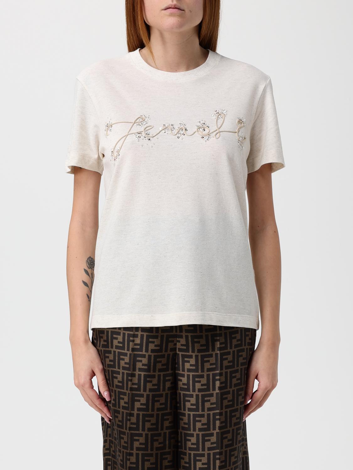 FENDI T-shirt in misto cotone con logo