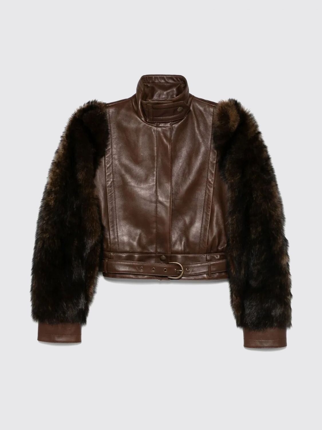 Chloé Women Leather Jacket In Brown