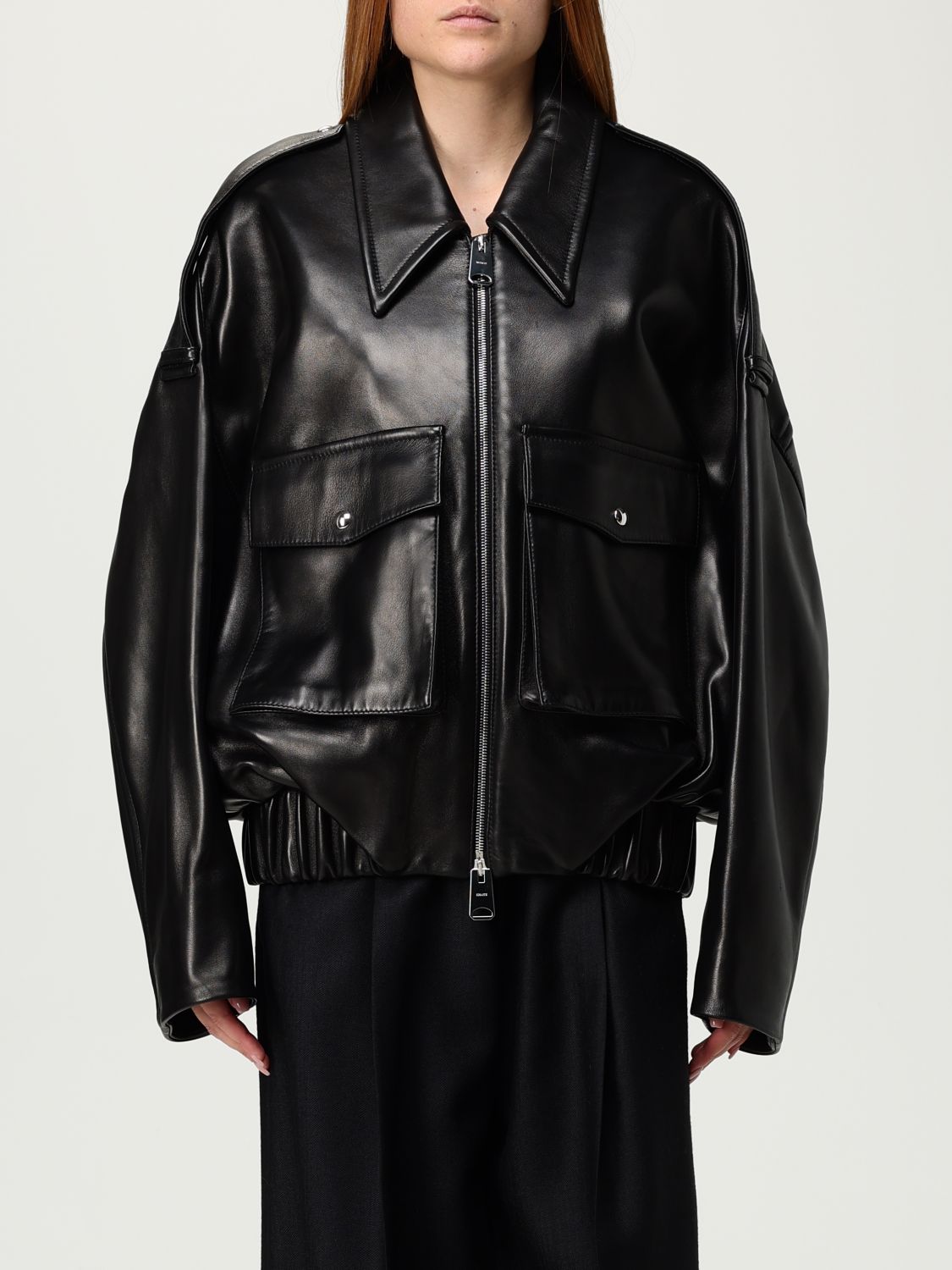Khaite Owey Oversized Leather Jacket In Black