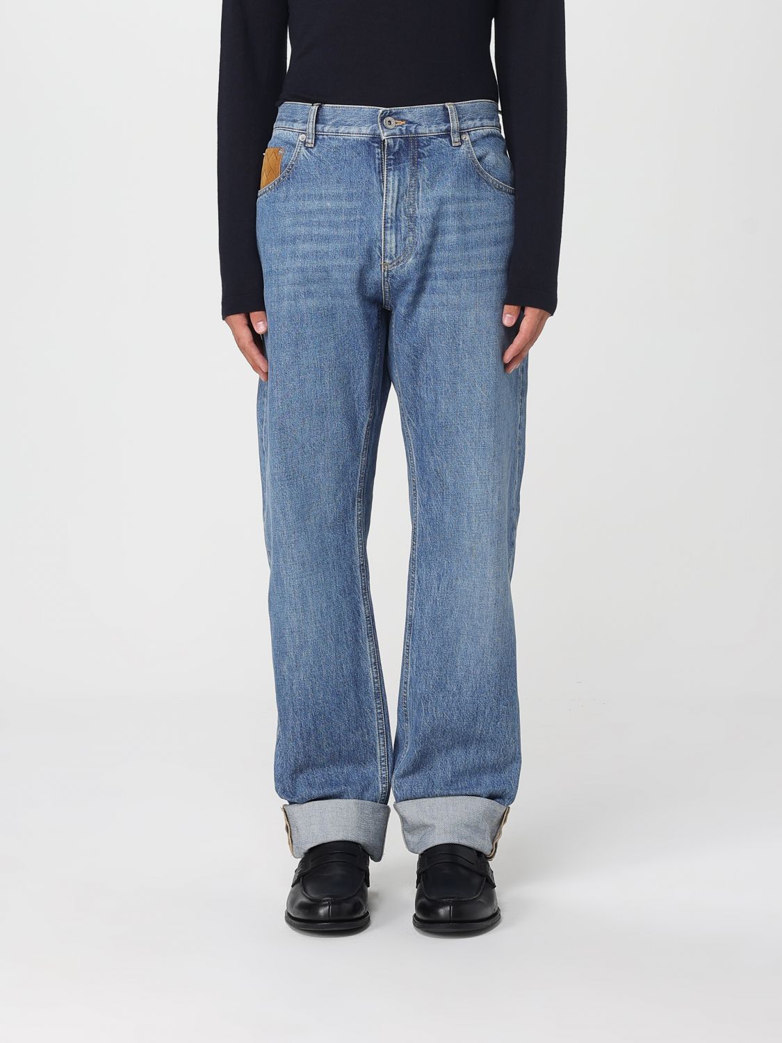 Bottega Veneta Jeans With Intrecciato Detail In Blue