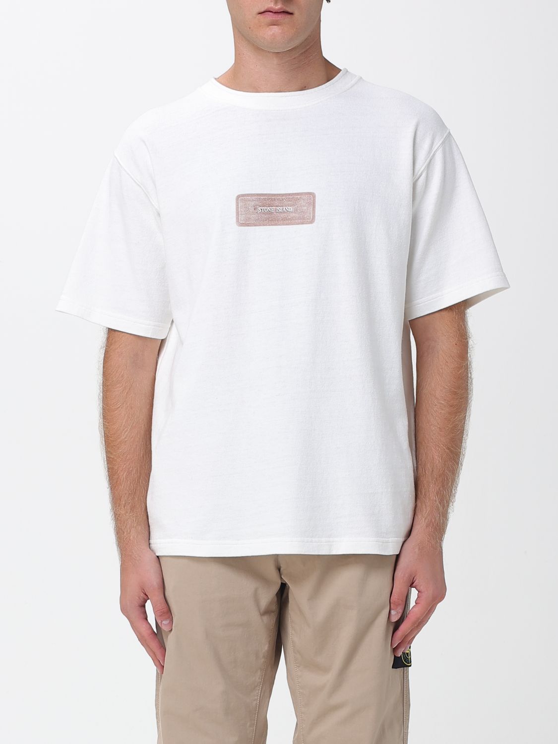 Stone Island Raw Beauty Recycled Cotton Archive Print T-shirt In White