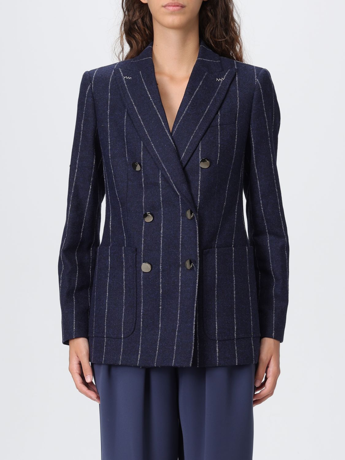 Max Mara Long-sleeved Suit Jacket In Blue