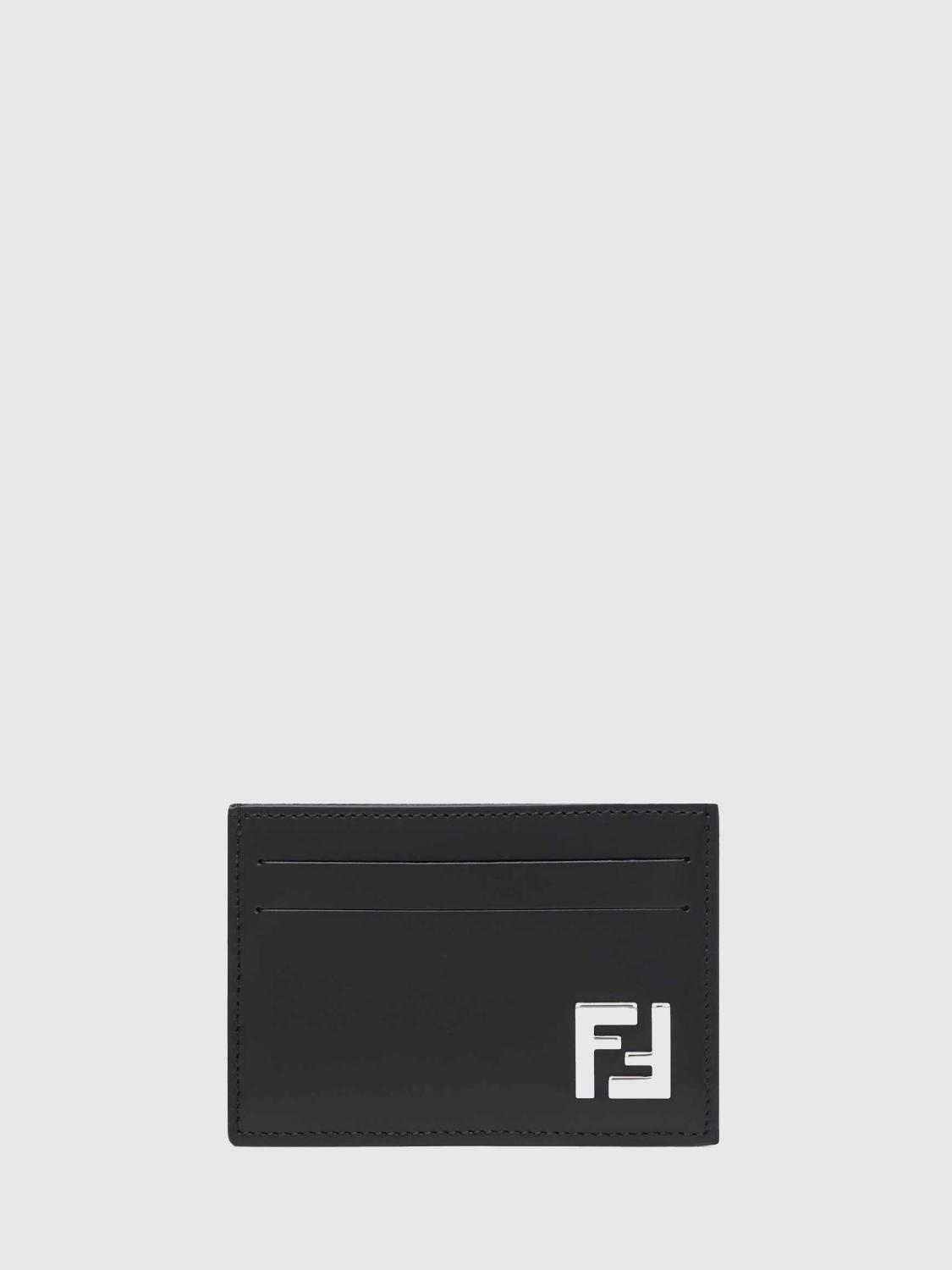 FENDI Portacarte di credito Slim Squared FF in pelle