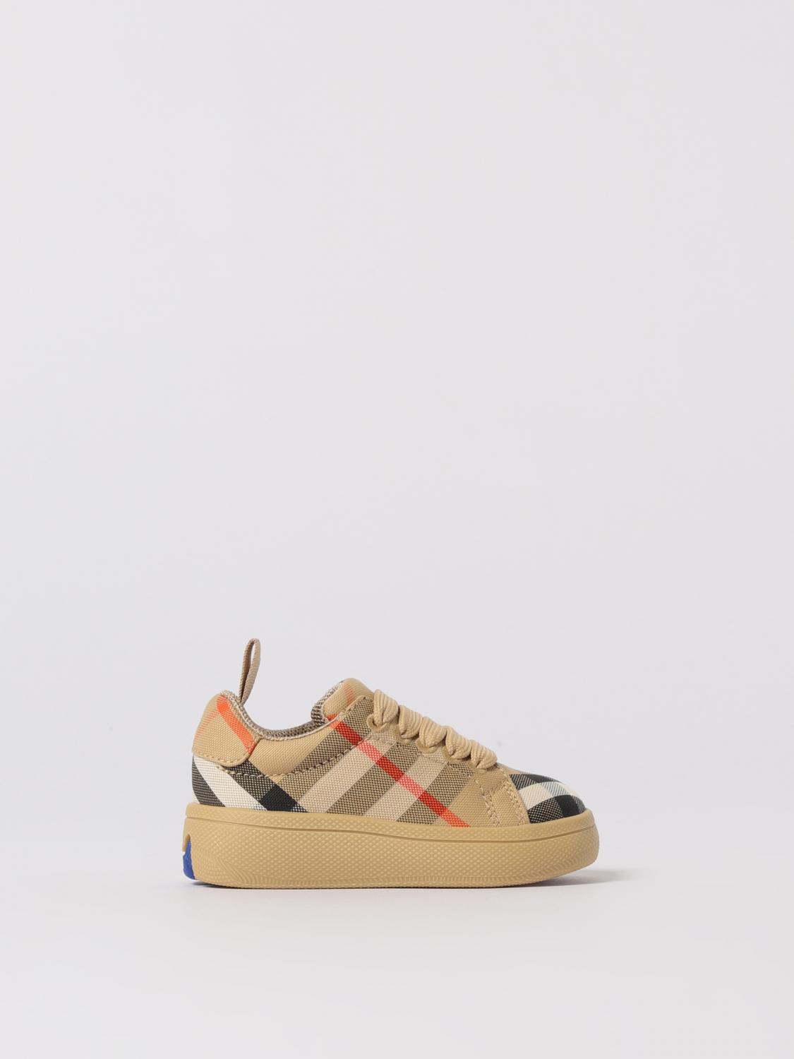 Burberry Cotton Check Sneakers In Brown