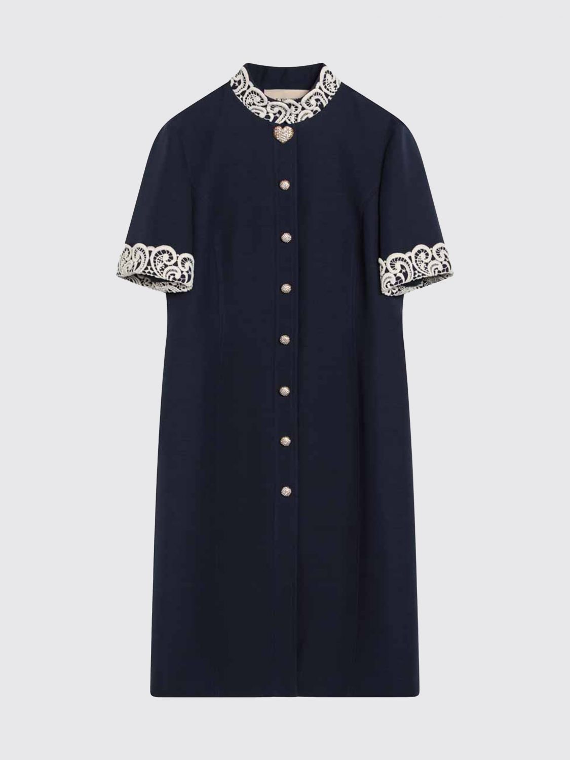 Valentino Indigo Blue Dress With Macramé Trim