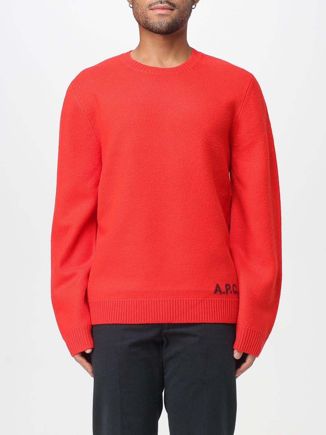 Apc Logo-embroidered Crew-neck Sweater In Red