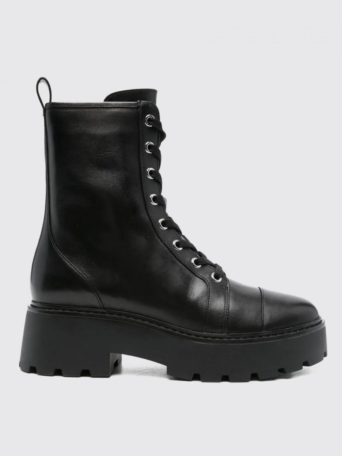 Michael Kors Lace-up Ankle Boots With Rubber Sole In Black