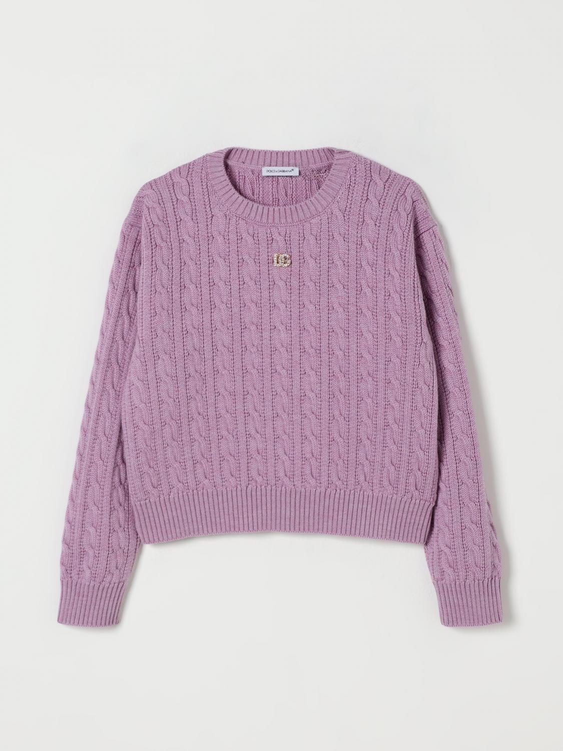 Dolce & Gabbana Kids' Cable-knit Sweater In Pink