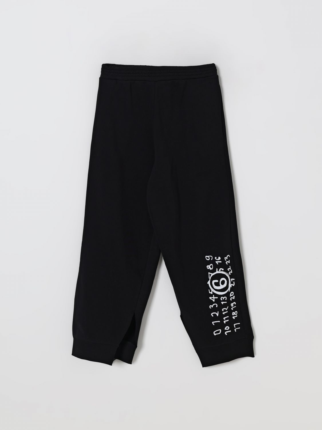 Mm6 Maison Margiela Kids Tracksuit Pants With Number Motif In Black