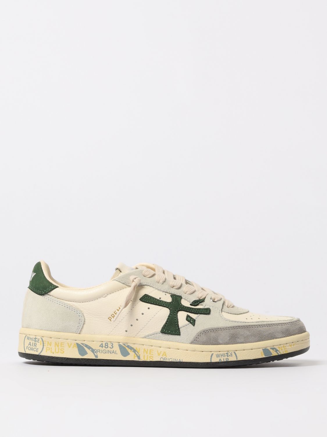 Premiata Low-top Sneakers With Perforated Detailing And Distinctive Logo In White
