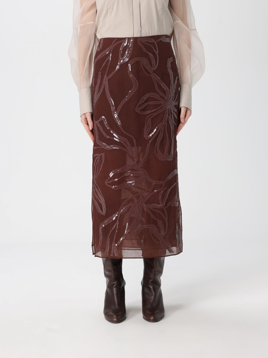 Brunello Cucinelli Skirt  Woman Color Burgundy In Brown