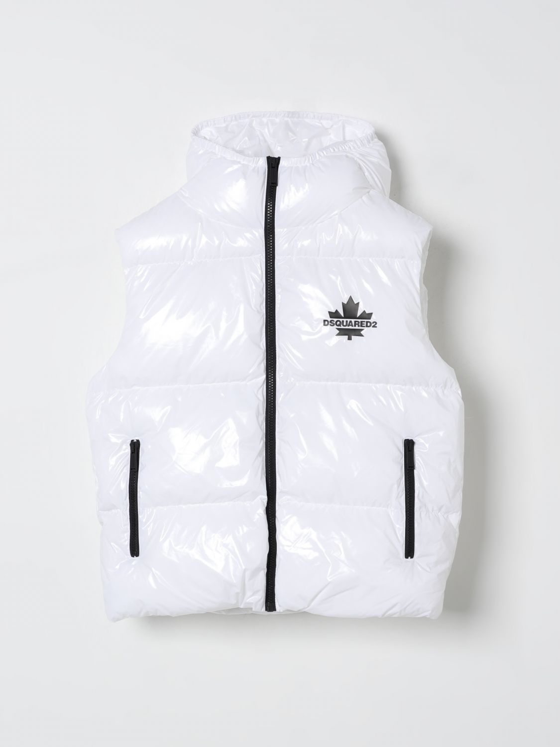 Dsquared2 Teen Padded Zip-up Gilet In White