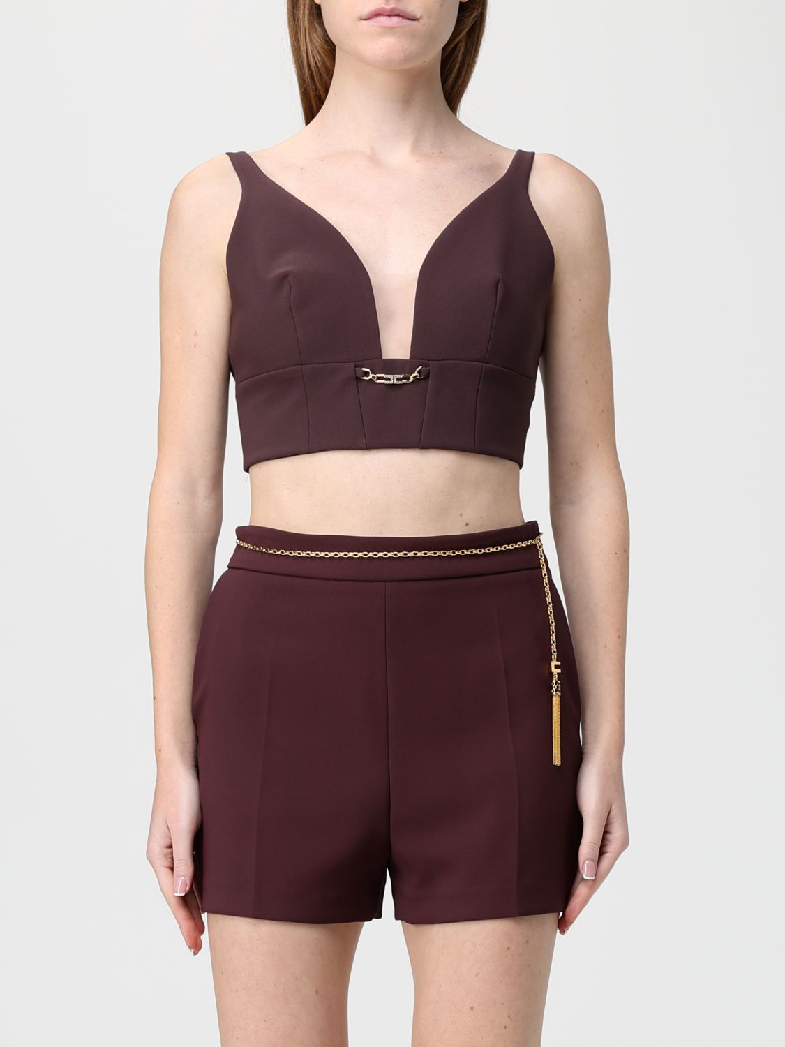 Elisabetta Franchi Top Woman Color Wine In Brown