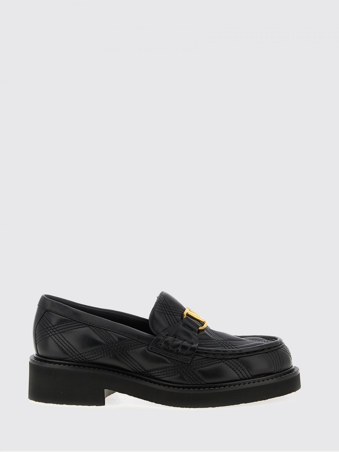 Valentino Black Leather Loafers In Black