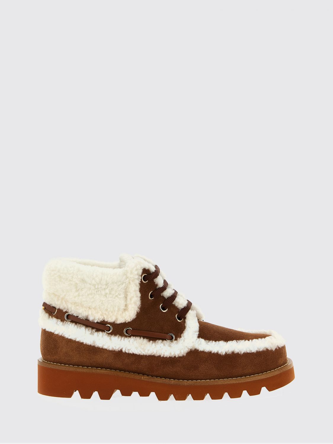 Valentino Palm Avenue Desert Goat Shearling Booties In Brown