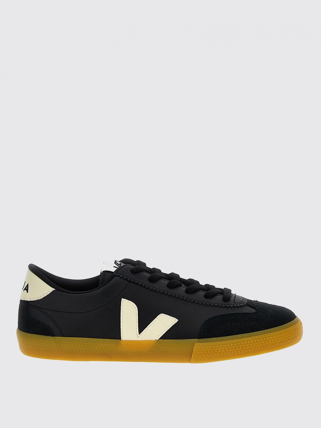 Veja Volley Black Sneakers With Side Logo And Lettering Logo On The Heel In Organic Cotton Unisex In Black