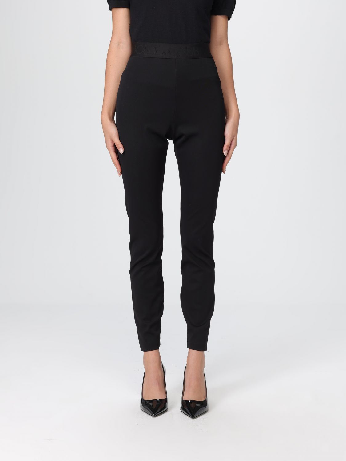 Dolce & Gabbana Black High Waist Stretch Tights In Black
