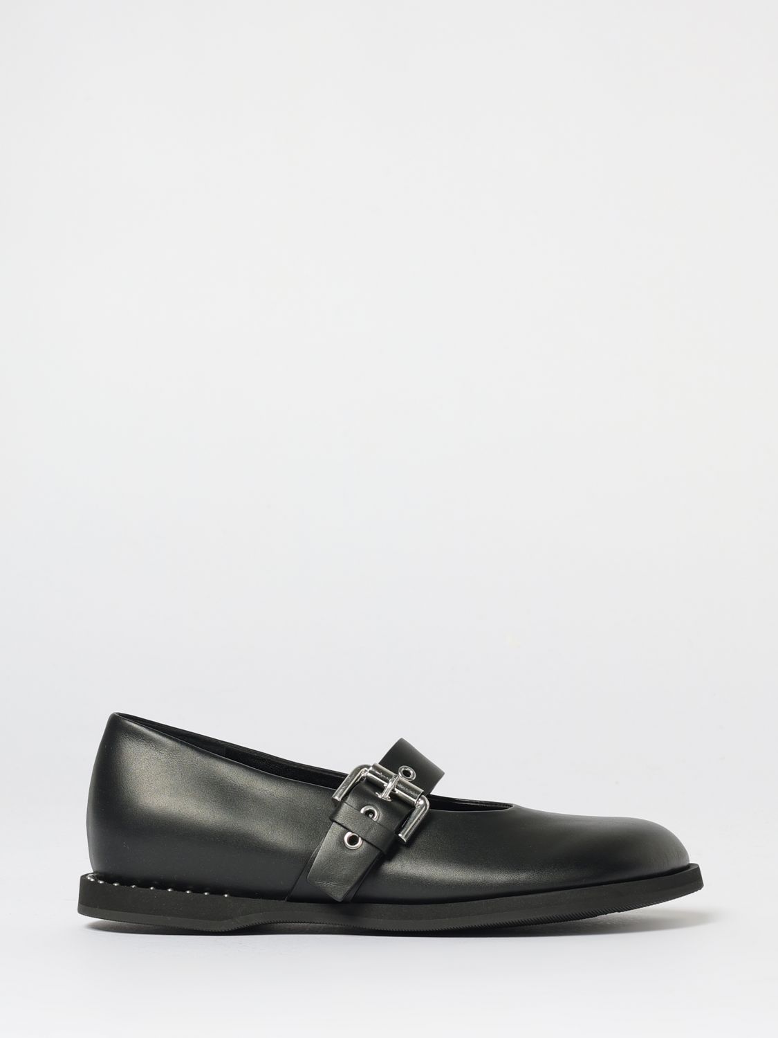 Premiata Buckle-detail Round-toe Ballet Flats In Black