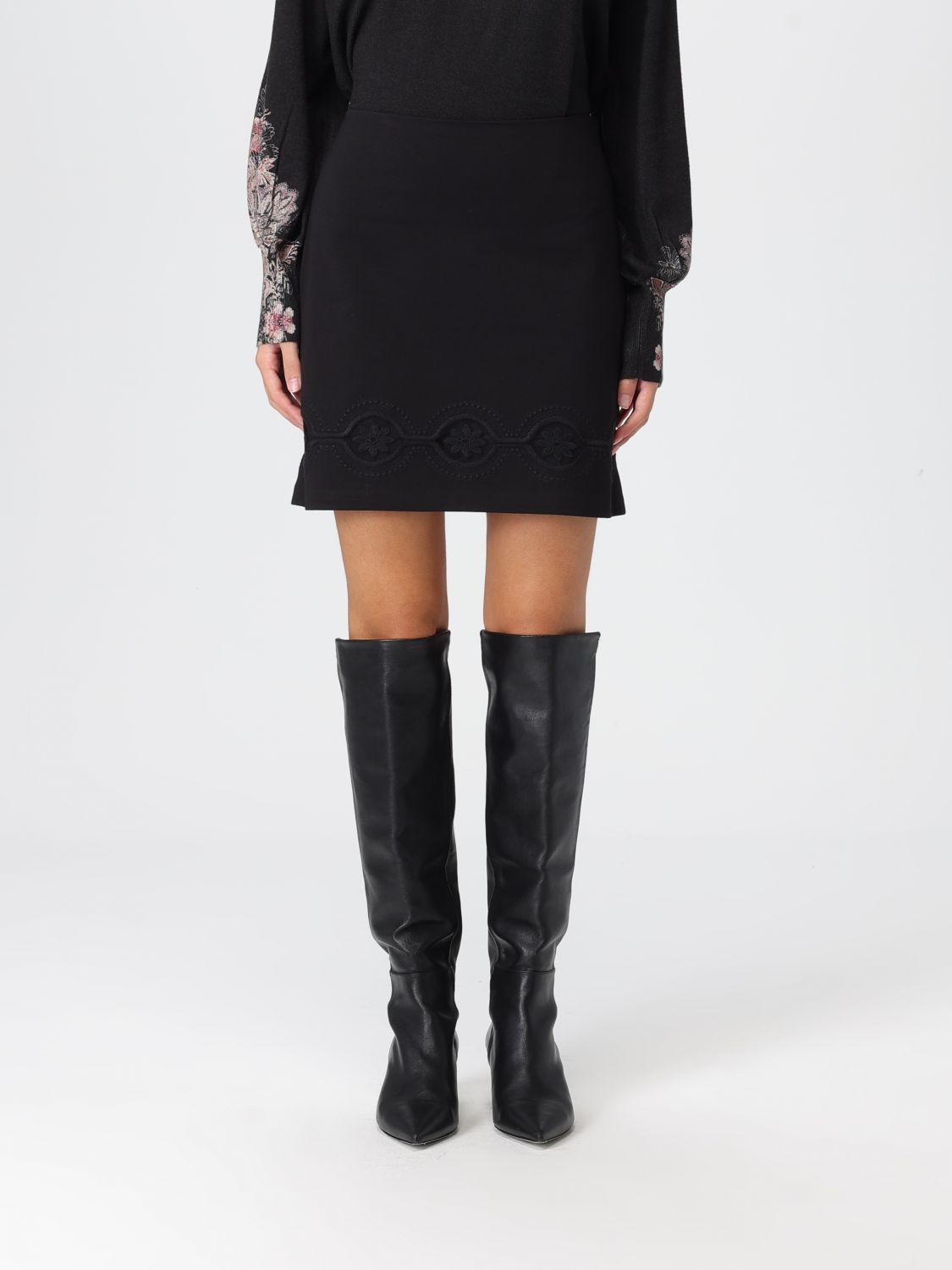 Twinset Skirt  Woman Color Black In Animal Print
