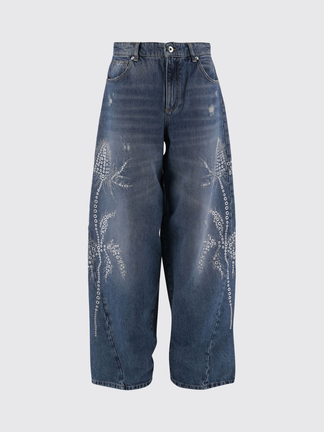 Blumarine Jeans Dalla Gamba Ampia In Denim Donna In Blue