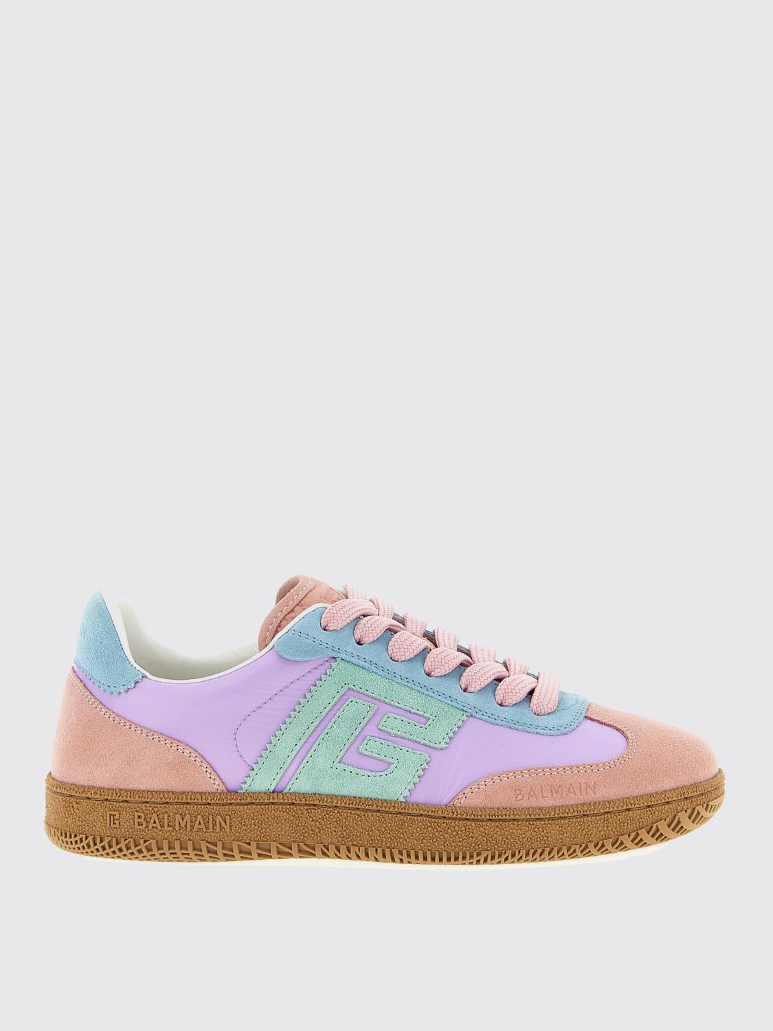 Balmain Swan Suede Rubber Sole Sneakers In Multi