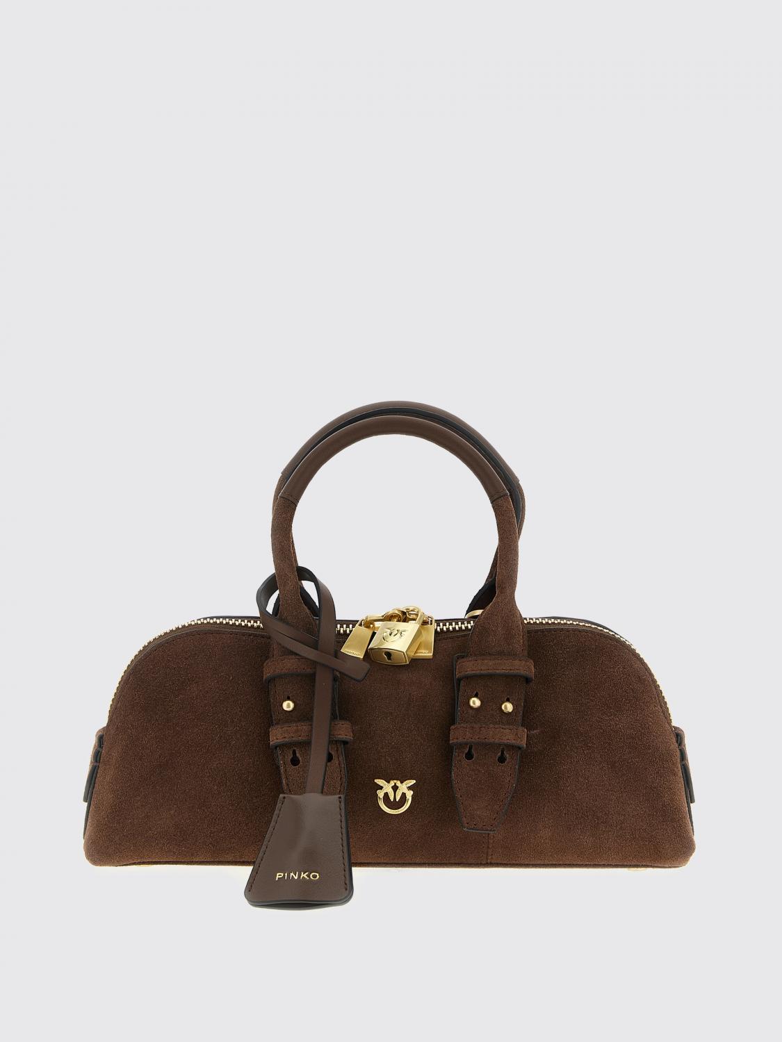Pinko Small Baguette Escape Bag In Leather In Brown