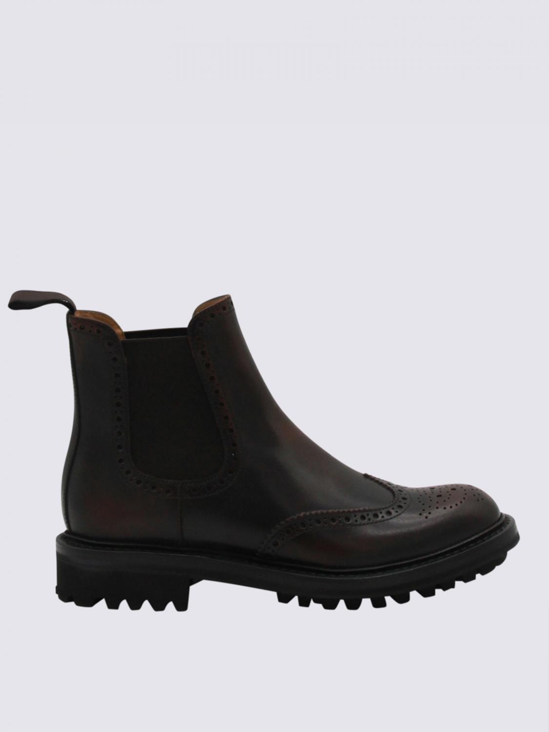 Church's Chunky Sole Ankle Boots With Brogue Detailing In Purple