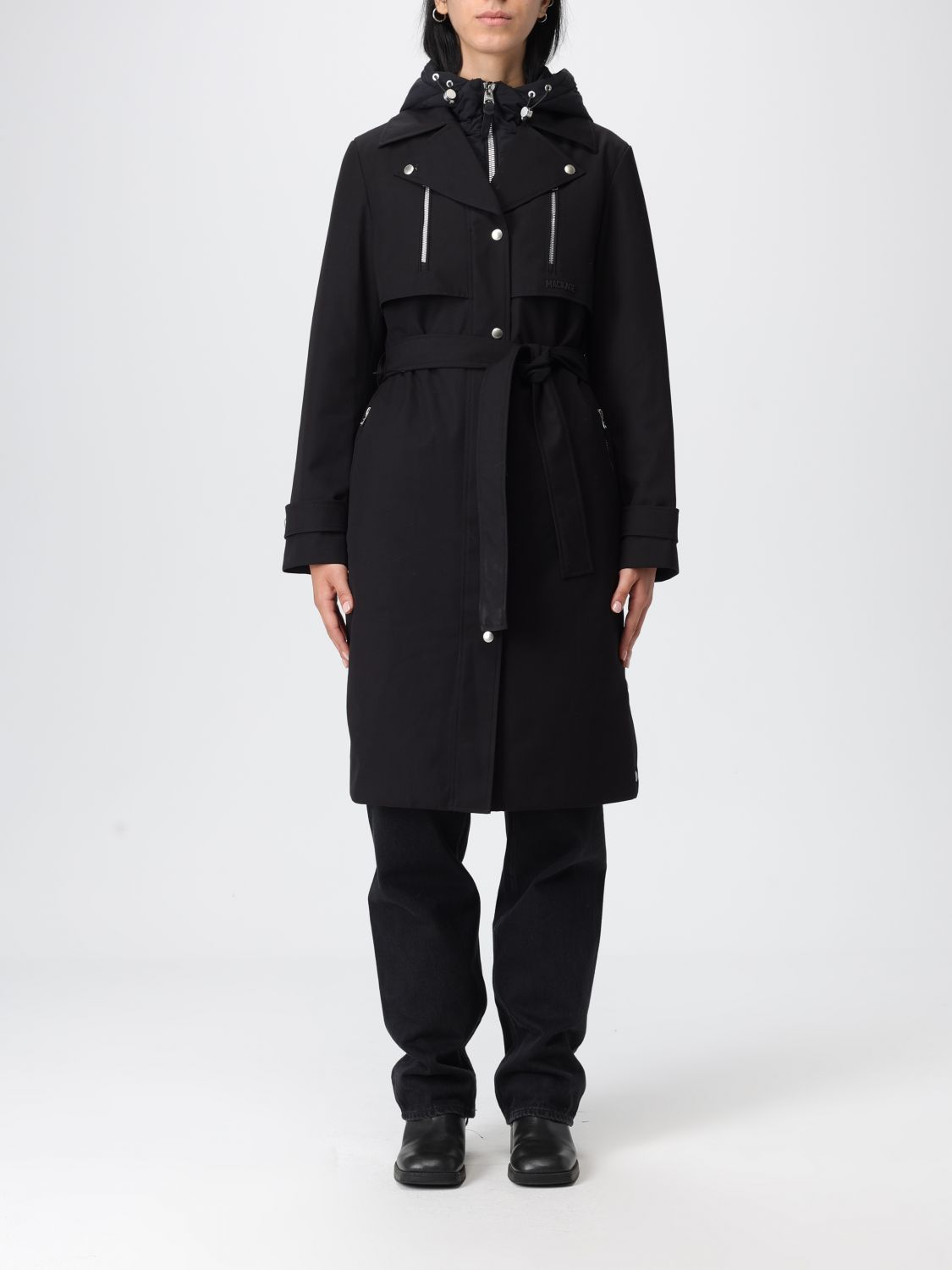 Mackage Siobhan Down Trench Coat With Removable Bib In Black