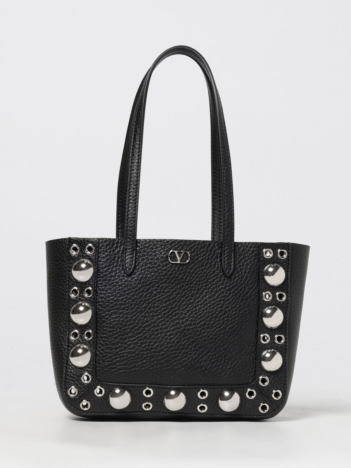 Valentino Nellcote Mini Shopping Tote Bag In Leather In Black