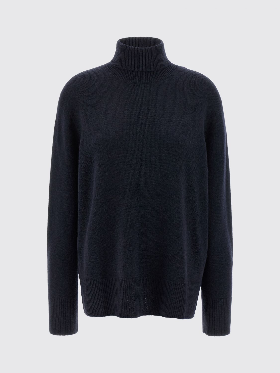 The Row Turtleneck Sweater With Ribbed Collar And Cuffs In Blue