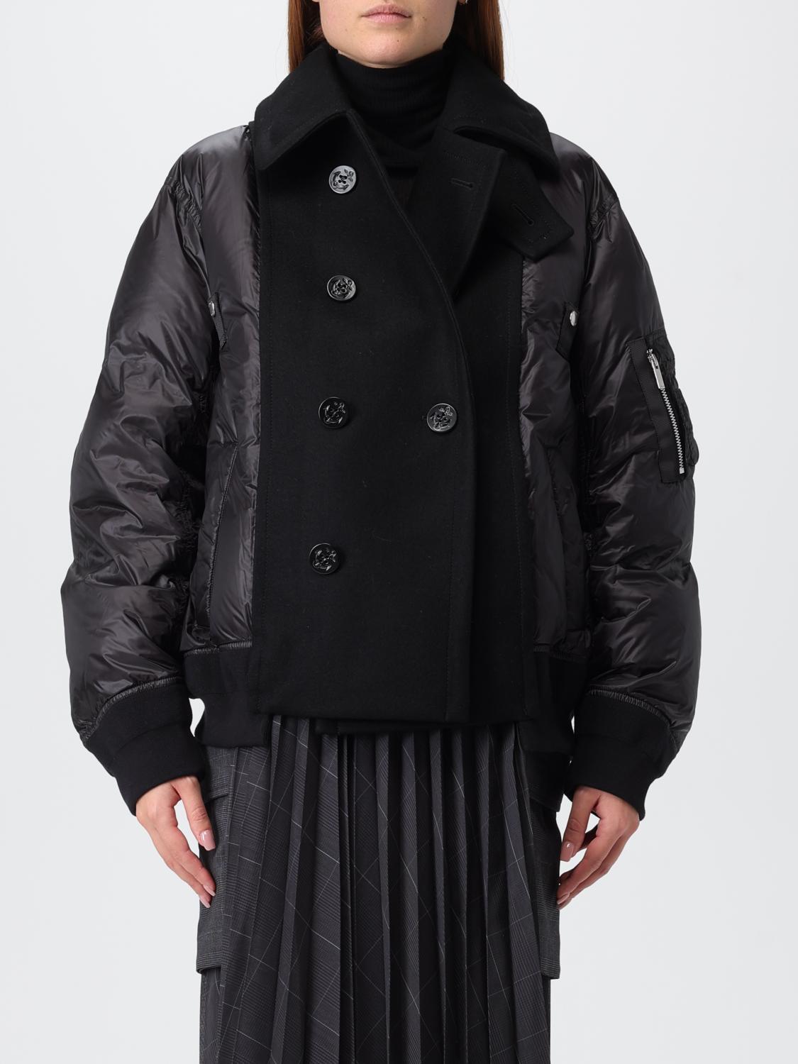 Sacai Wool Insert Bomber Jacket In Black