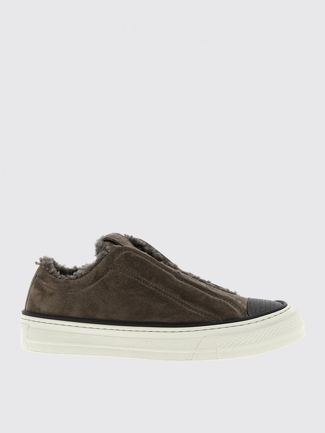 Brunello Cucinelli Round-toe Low-top Casual Shoes In Gray