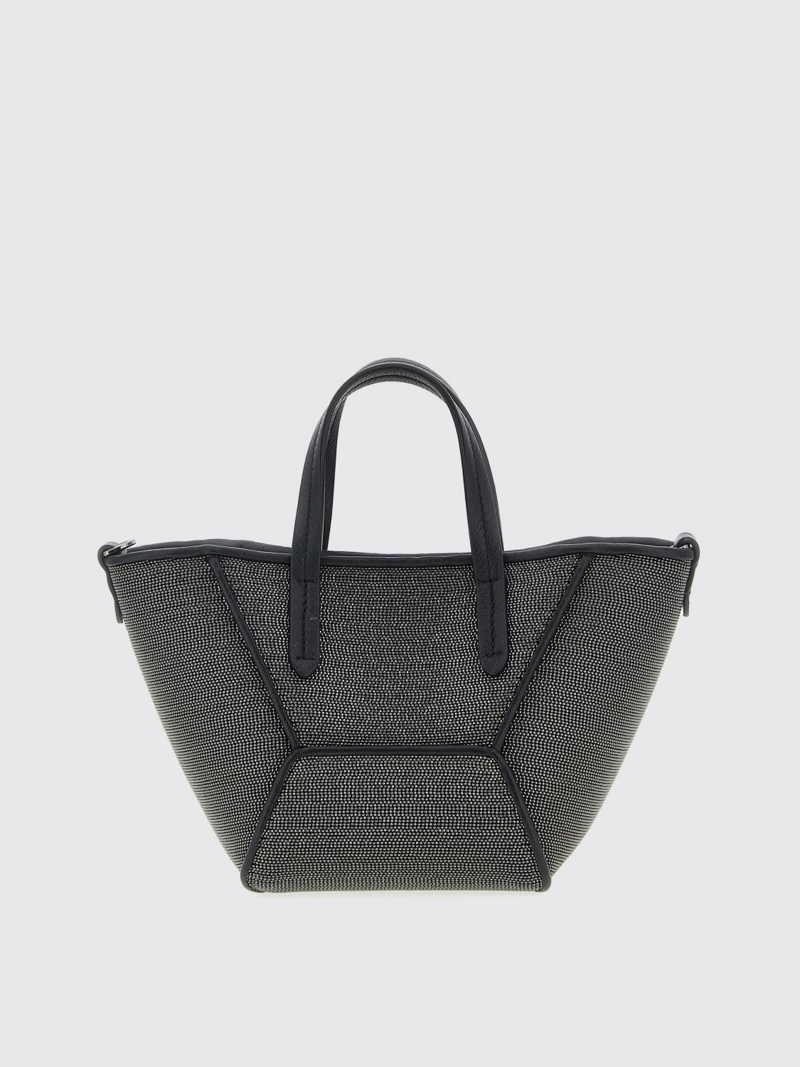Brunello Cucinelli Precious Bc Duo Mini Bag In Grained Leather In Black