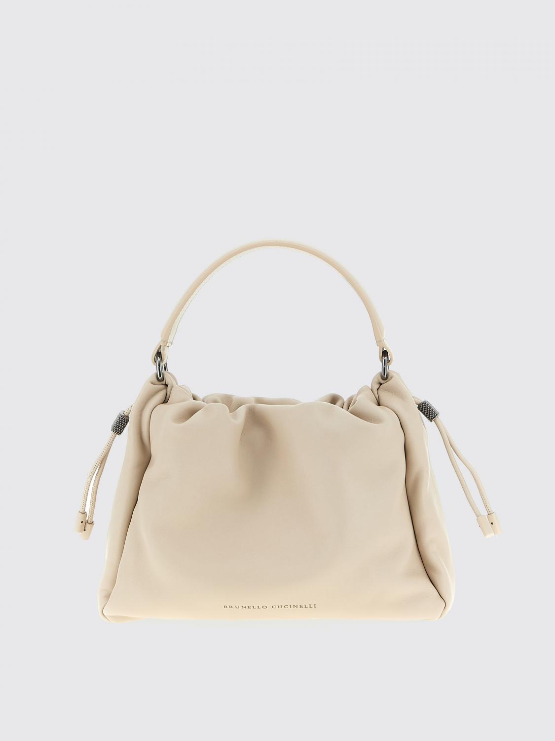 Brunello Cucinelli Women Bucket Mellow Small Leather Handbag In Neutral