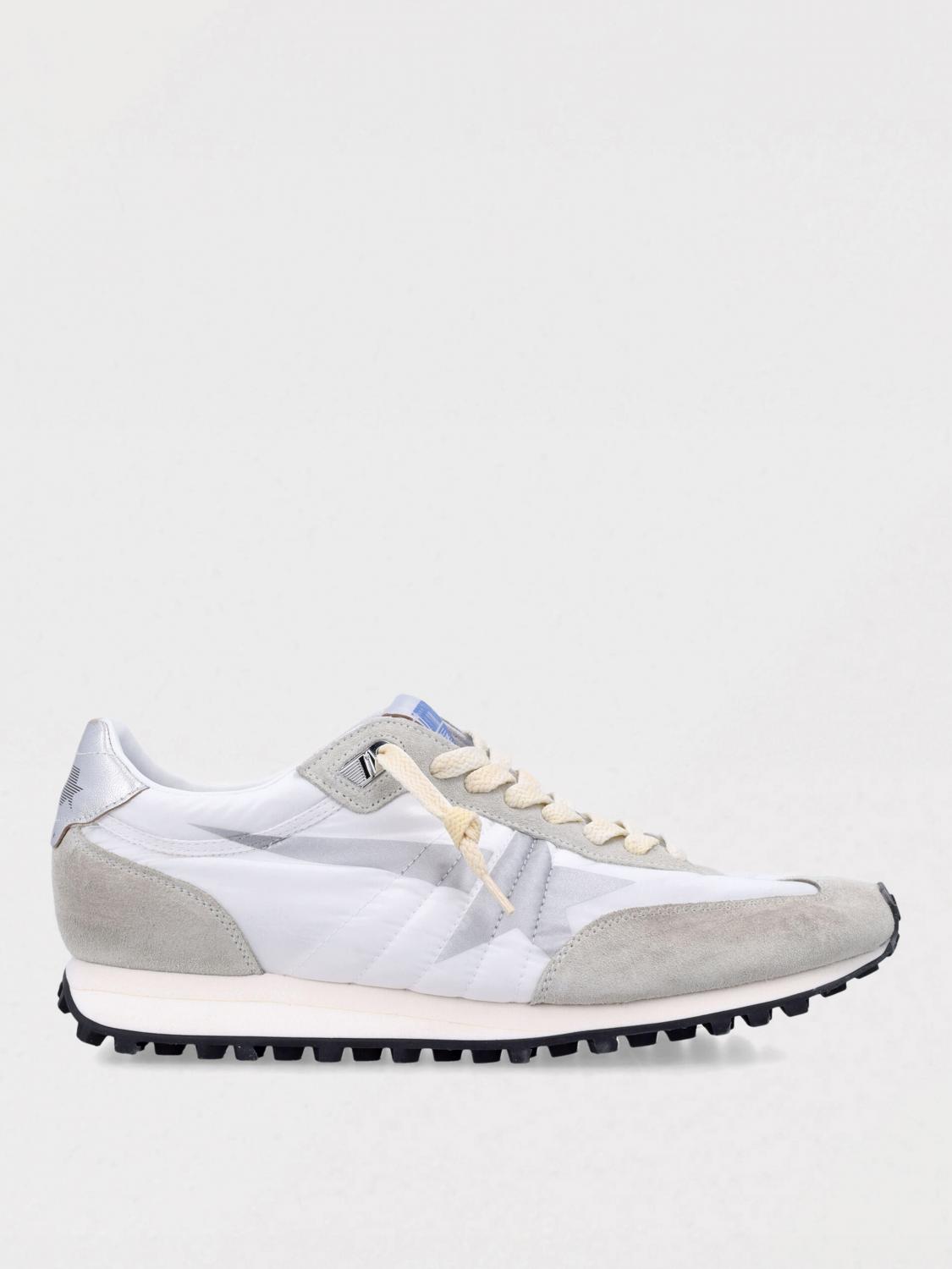 Golden Goose Marathon Sneakers In White Nylon With Suede Inserts And Silver Leather Heel Tab In White
