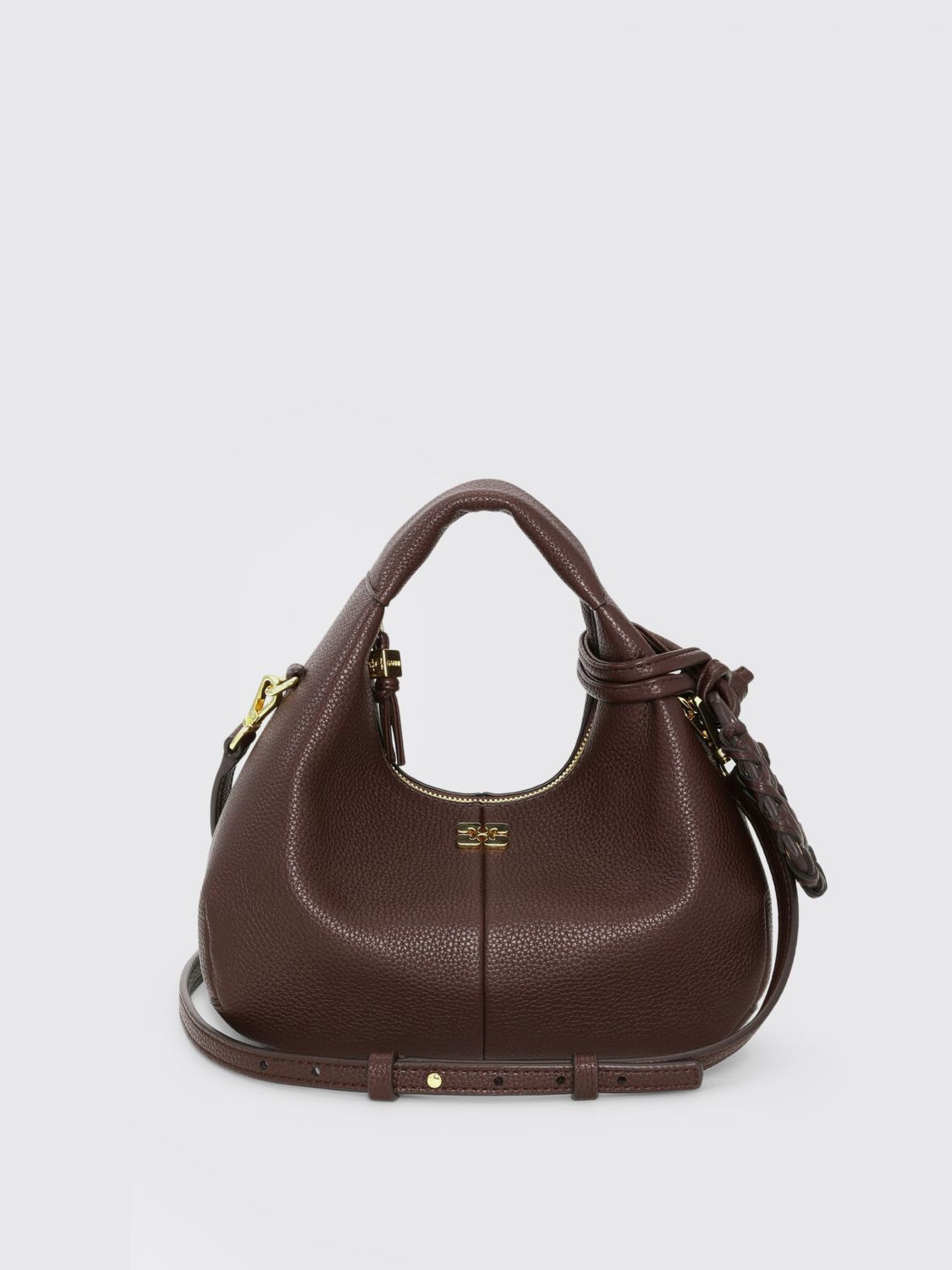 Ganni Borsa A Mano Mini Hobo Chicory Coffee In Brown