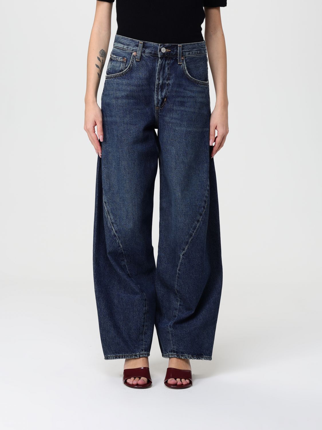 Agolde Twist Mid-rise Wide-leg Jeans In Gray
