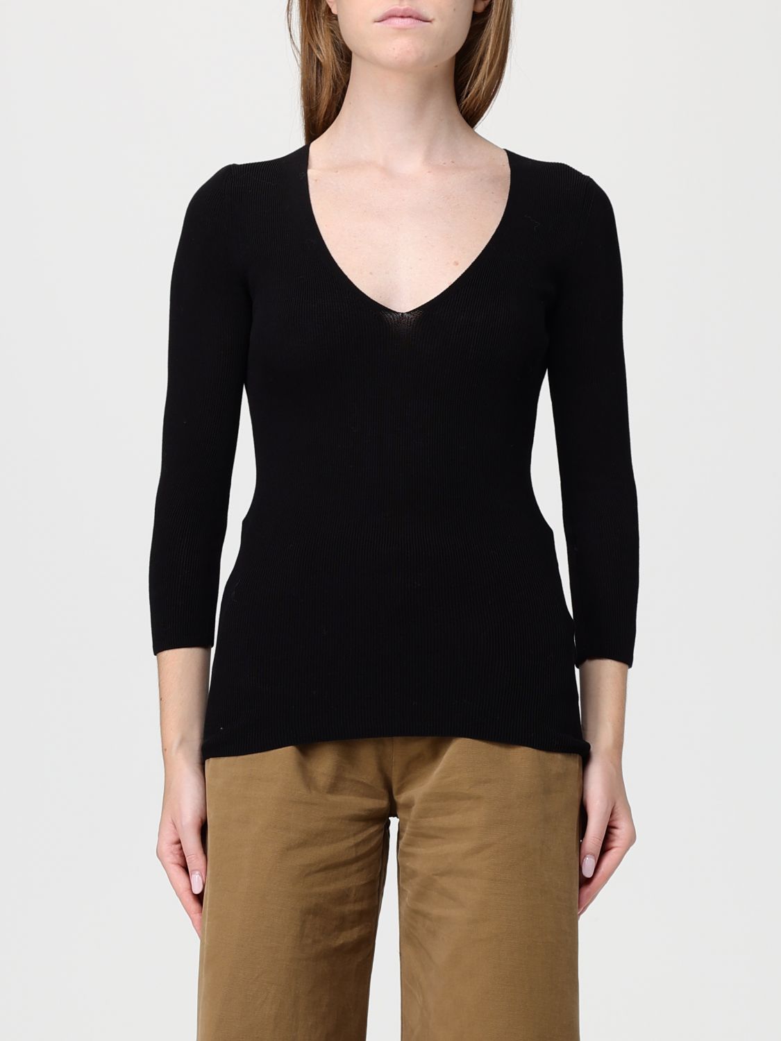 Isabel Marant Black Ribbed Crepe Knit Felicia Top In Multi