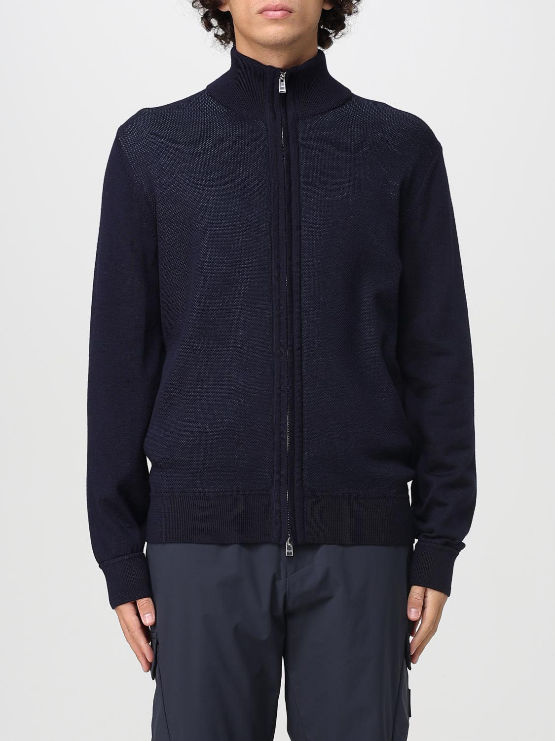 Hugo Boss Boss Zip-up Shirt In Soft Virgin Wool In Blue