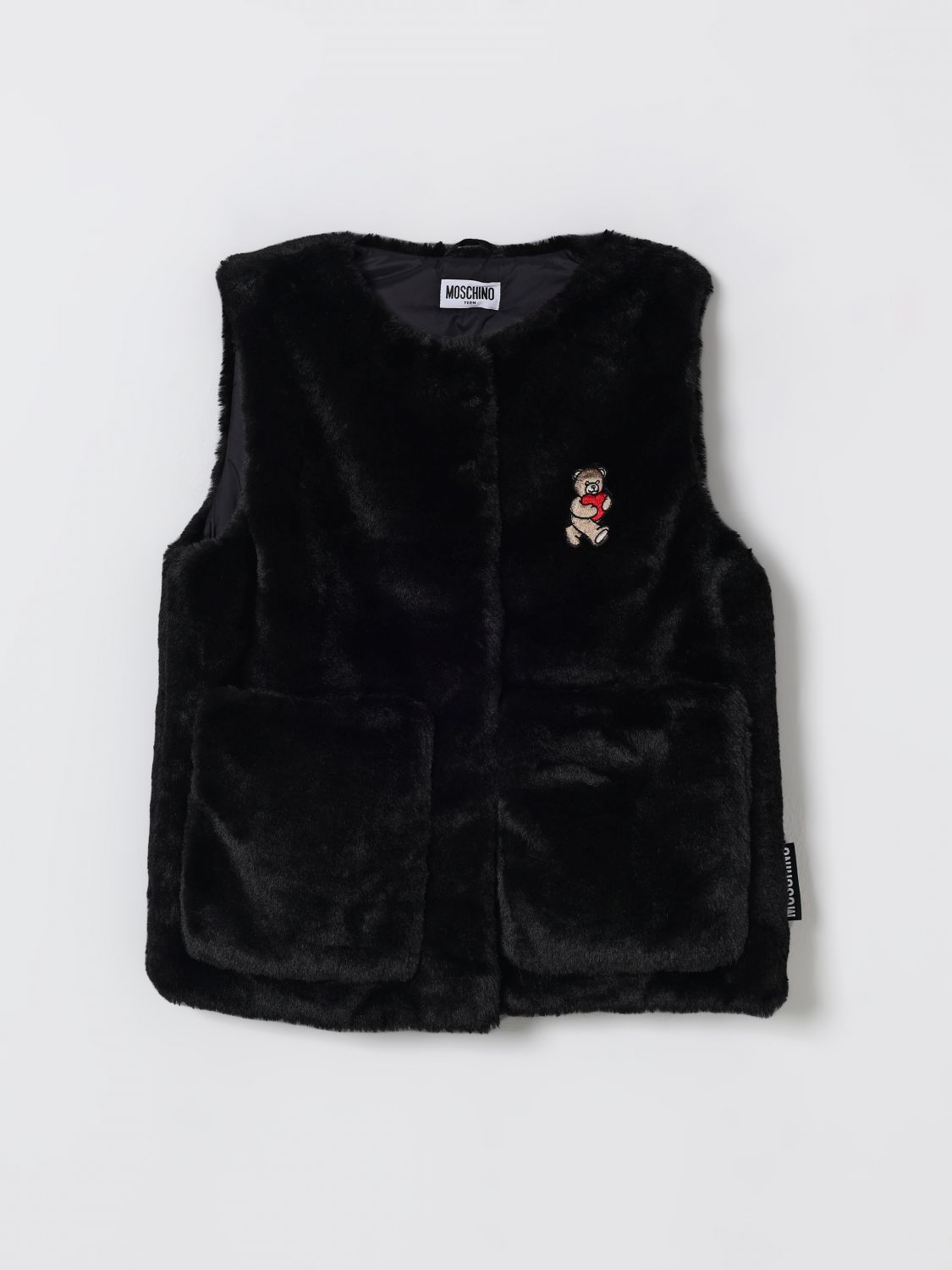 Moschino Teddy Bear-patch Pocket Vest In Black