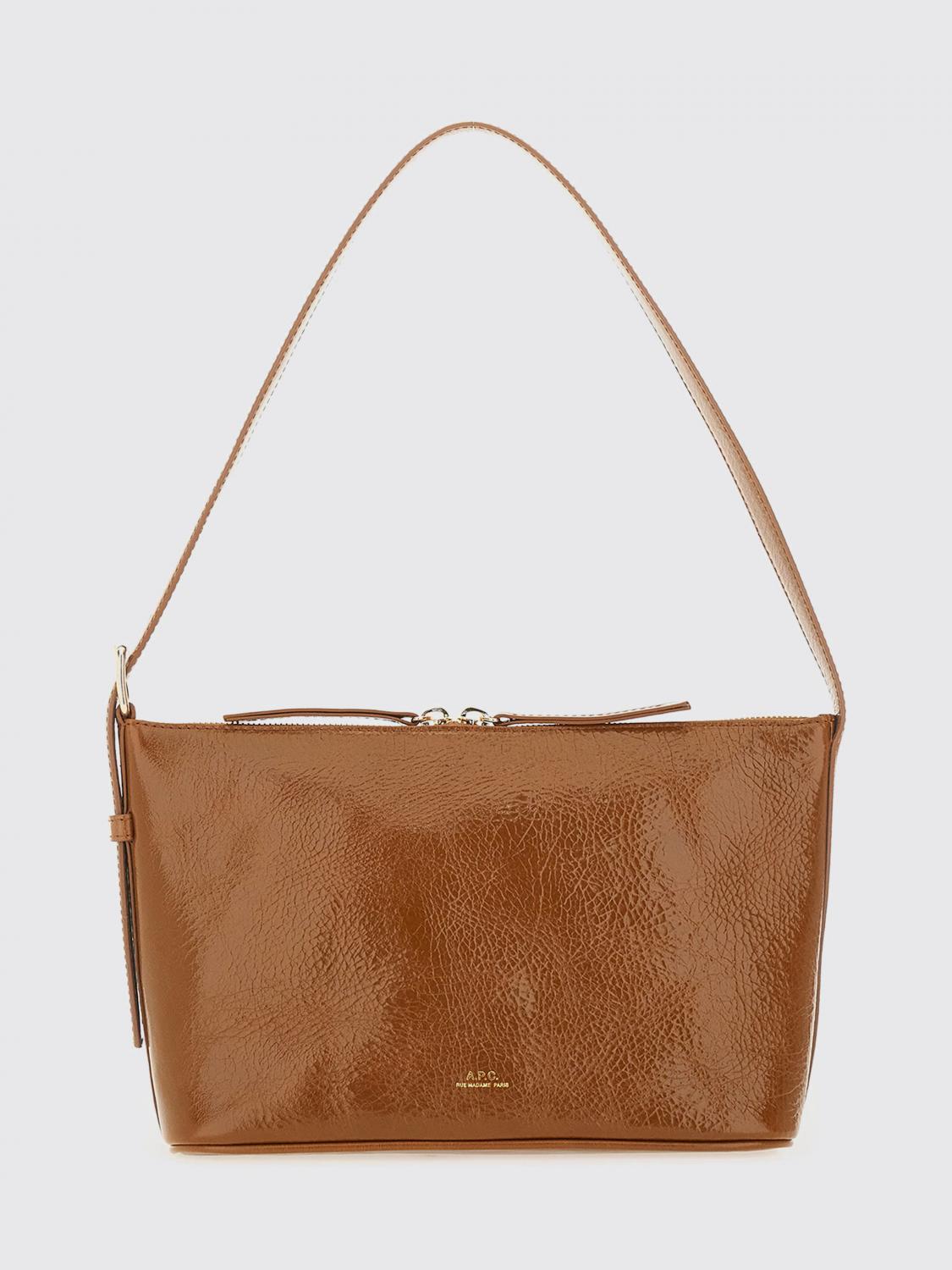 Apc Textured Shoulder Bag Adjustable Strap In Brown