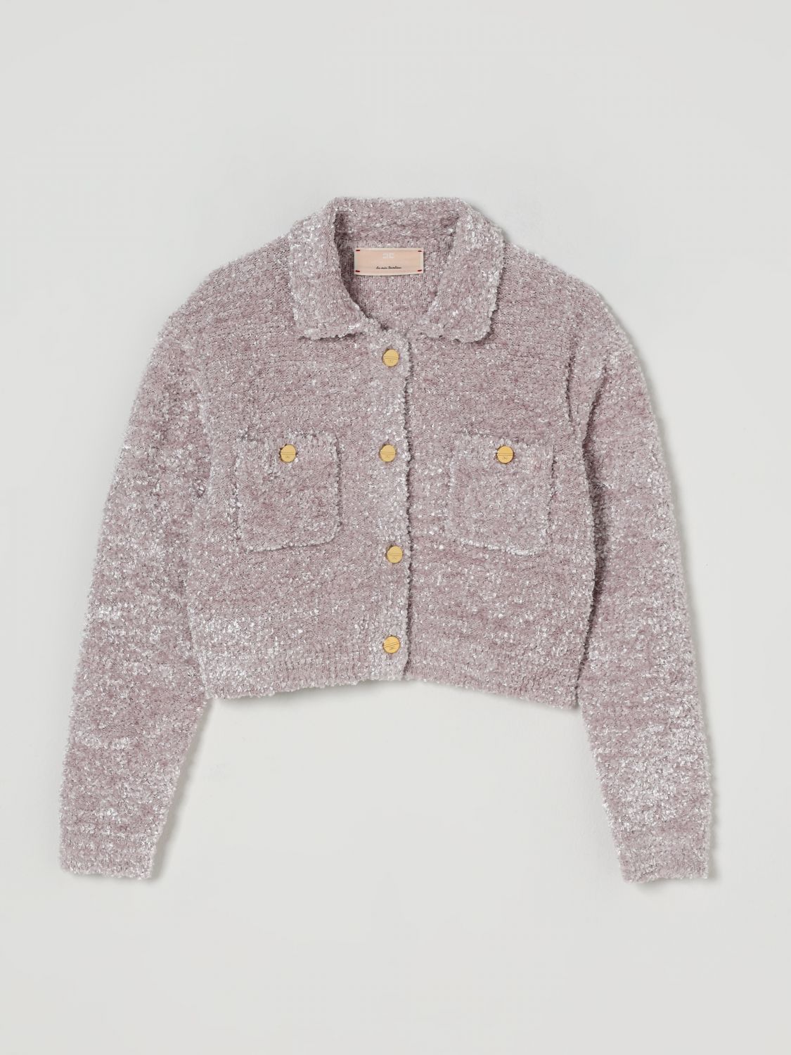 Elisabetta Franchi La Mia Bambina Bouclé Jacket In Pink