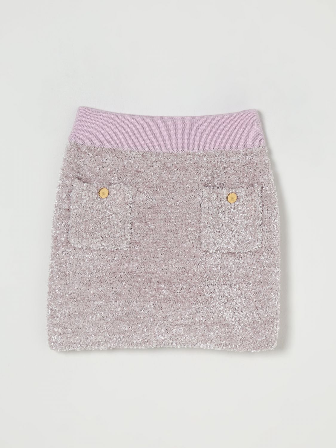 Elisabetta Franchi La Mia Bambina Bouclé Skirt In Pink